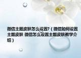 微信主题皮肤怎么设置?（微信如何设置主题皮肤 微信怎么设置主题皮肤教学介绍）