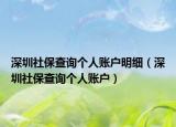 深圳社保查询个人账户明细（深圳社保查询个人账户）
