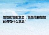 慢慢的慢的意思（慢慢地和慢慢的各有什么意思）