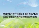 买房没有产权什么影响（买房子有产权吗买房子要是没有房产证有哪些影响?介绍）