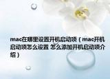 mac在哪里设置开机启动项（mac开机启动项怎么设置 怎么添加开机启动项介绍）