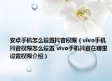 安卓手机怎么设置抖音权限（vivo手机抖音权限怎么设置 vivo手机抖音在哪里设置权限介绍）