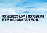 滴滴货运微信怎么下单（滴滴货运在哪进行下单 滴滴货运在哪可以下单介绍）
