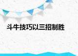 斗牛技巧以三招制胜