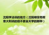 沈阳学法语的地方（沈阳哪里有教意大利语的但不要全天学的那种）