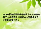 wps表格如何调整表格的大小（wps表格格子大小应该怎么调整 wps表格格子大小如何调整介绍）