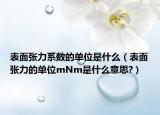 表面张力系数的单位是什么（表面张力的单位mNm是什么意思?）