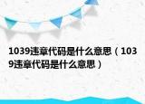 1039违章代码是什么意思（1039违章代码是什么意思）