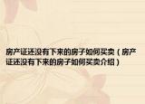 房产证还没有下来的房子如何买卖（房产证还没有下来的房子如何买卖介绍）