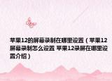苹果12的屏幕录制在哪里设置（苹果12屏幕录制怎么设置 苹果12录屏在哪里设置介绍）