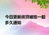今日更新房贷被拒一般多久通知