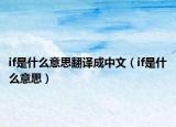 if是什么意思翻译成中文（if是什么意思）