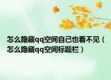 怎么隐藏qq空间自己也看不见（怎么隐藏qq空间标题栏）