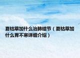 夏枯草加什么治肺结节（夏枯草加什么胃不寒详细介绍）