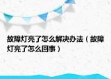 故障灯亮了怎么解决办法（故障灯亮了怎么回事）