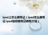 ipad上怎么做笔记（ipad怎么做笔记 ipad如何做笔记教程介绍）