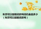 车贷可以提前还款吗违约金是多少（车贷可以提前还款吗）