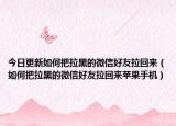 今日更新如何把拉黑的微信好友拉回来（如何把拉黑的微信好友拉回来苹果手机）