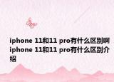 iphone 11和11 pro有什么区别啊 iphone 11和11 pro有什么区别介绍