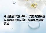 今日更新华为p40pro支持鸿蒙系统吗有哪些手机可以升级最新的鸿蒙系统