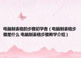 电脑制表格的步骤初学者（电脑制表格步骤是什么 电脑制表格步骤教学介绍）