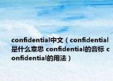 confidential中文（confidential是什么意思 confidential的音标 confidential的用法）