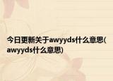 今日更新关于awyyds什么意思(awyyds什么意思)