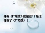 弹奏《广陵散》的是谁?（是谁弹奏了《广陵散》）
