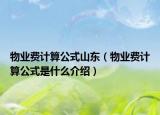 物业费计算公式山东（物业费计算公式是什么介绍）