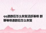 qq退群后怎么恢复活跃等级 群聊等级退群后怎么恢复