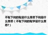 不耻下问的耻是什么意思下问是什么意思（不耻下问的耻字是什么意思?）