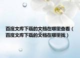 百度文库下载的文档在哪里查看（百度文库下载的文档在哪里找）