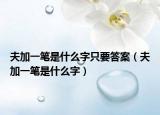 夫加一笔是什么字只要答案（夫加一笔是什么字）