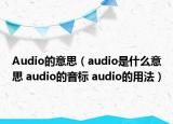 Audio的意思（audio是什么意思 audio的音标 audio的用法）