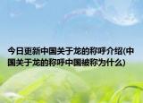 今日更新中国关于龙的称呼介绍(中国关于龙的称呼中国被称为什么)