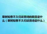 草树知春不久归这首诗的题目是什么（草树知春不久归这首诗是什么）