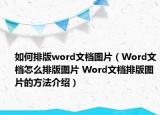如何排版word文档图片（Word文档怎么排版图片 Word文档排版图片的方法介绍）
