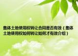 集体土地使用权转让合同是否有效（集体土地使用权如何转让如何才有效介绍）