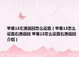 苹果13左滑返回怎么设置（苹果13怎么设置右滑返回 苹果13怎么设置右滑返回介绍）