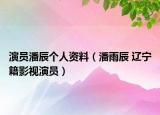 演员潘辰个人资料（潘雨辰 辽宁籍影视演员）