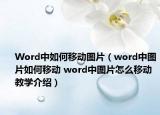 Word中如何移动图片（word中图片如何移动 word中图片怎么移动教学介绍）