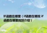 IF函数在哪里（if函数在哪找 if函数在哪里找到介绍）