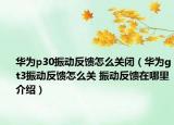 华为p30振动反馈怎么关闭（华为gt3振动反馈怎么关 振动反馈在哪里介绍）