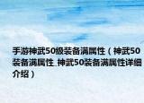 手游神武50级装备满属性（神武50装备满属性_神武50装备满属性详细介绍）