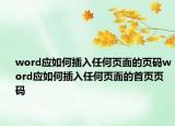 word应如何插入任何页面的页码word应如何插入任何页面的首页页码