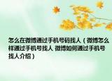 怎么在微博通过手机号码找人（微博怎么样通过手机号找人 微博如何通过手机号找人介绍）