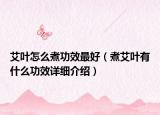 艾叶怎么煮功效最好（煮艾叶有什么功效详细介绍）