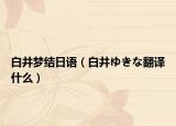 白井梦结日语（白井ゆきな翻译什么）