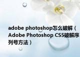 adobe photoshop怎么破解（Adobe Photoshop CS5破解序列号方法）