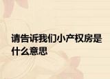 请告诉我们小产权房是什么意思